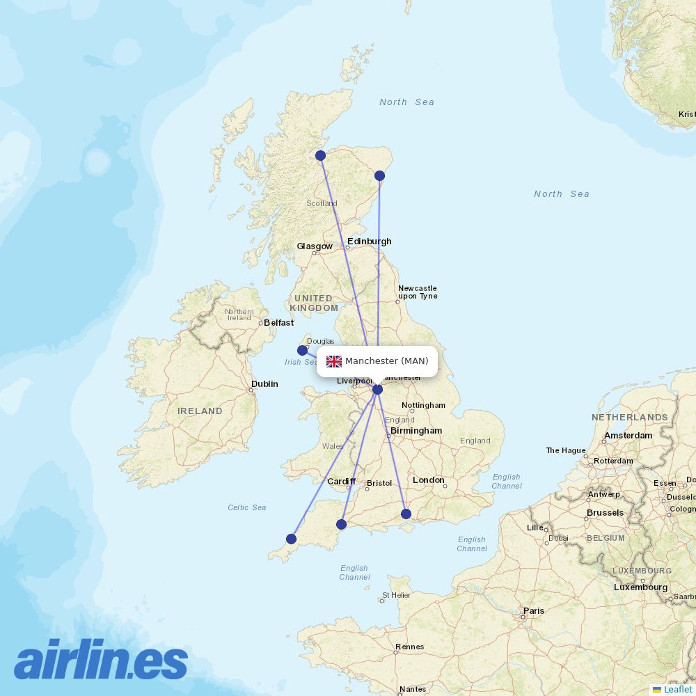 Loganair at MAN route map