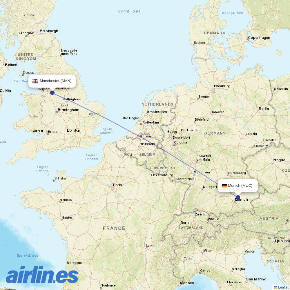 Lufthansa City at MAN route map