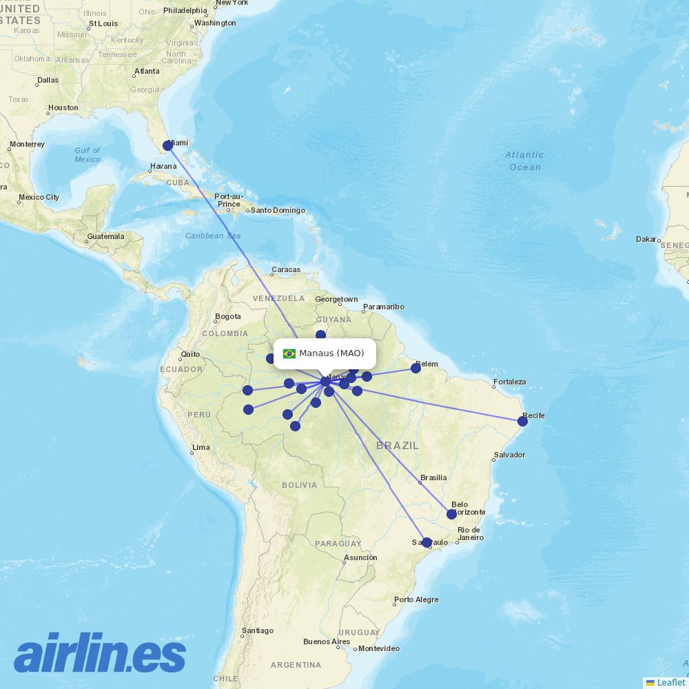 Azul at MAO route map