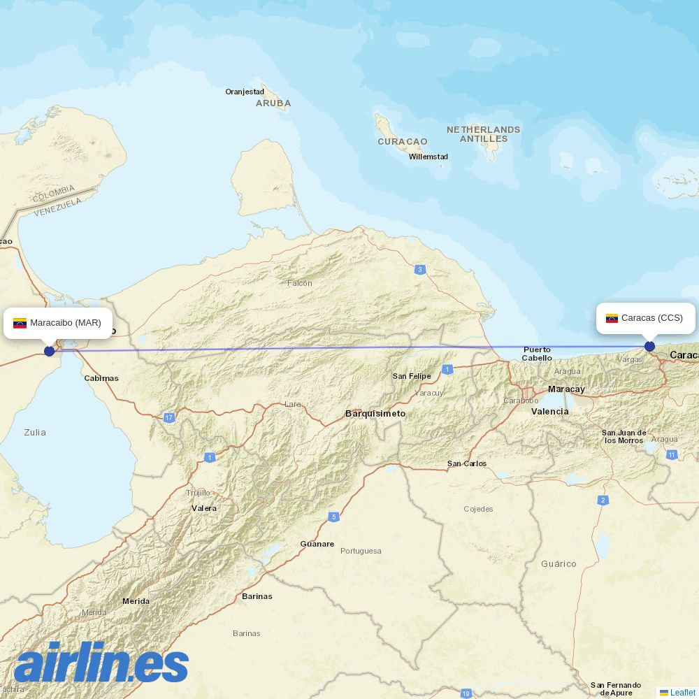 Avior at MAR route map