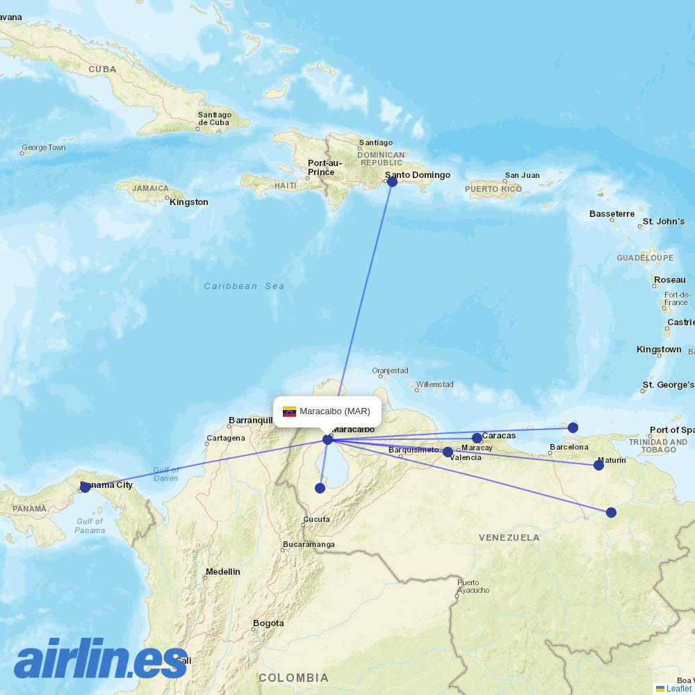 Turpial Airlines at MAR route map