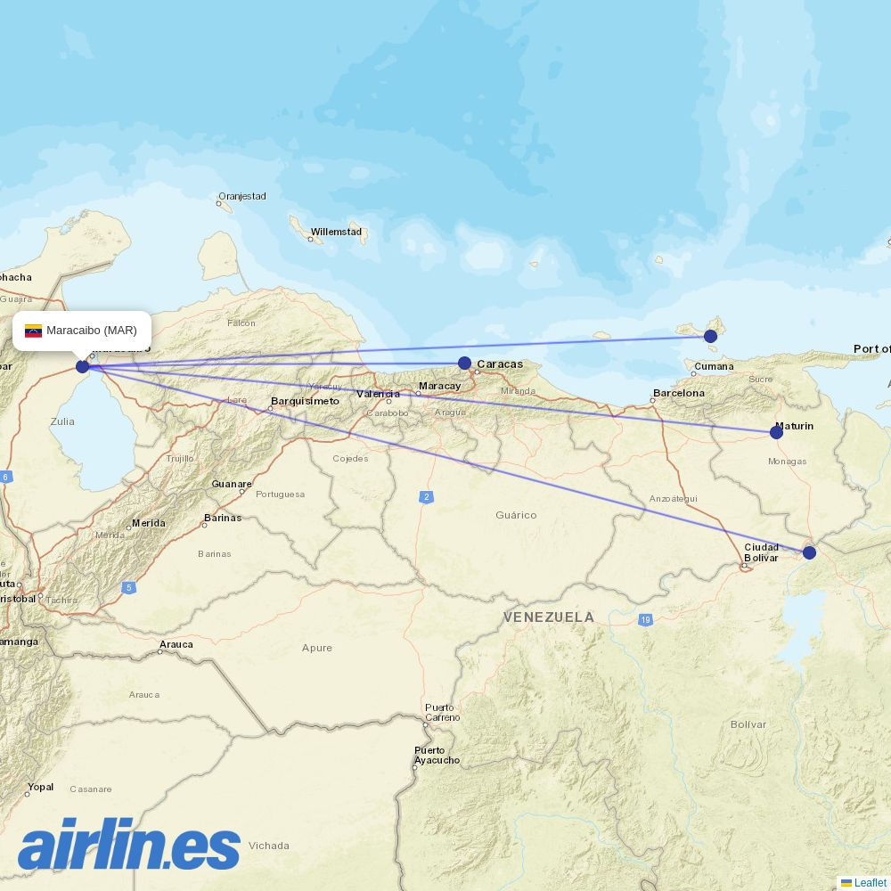 Conviasa at MAR route map