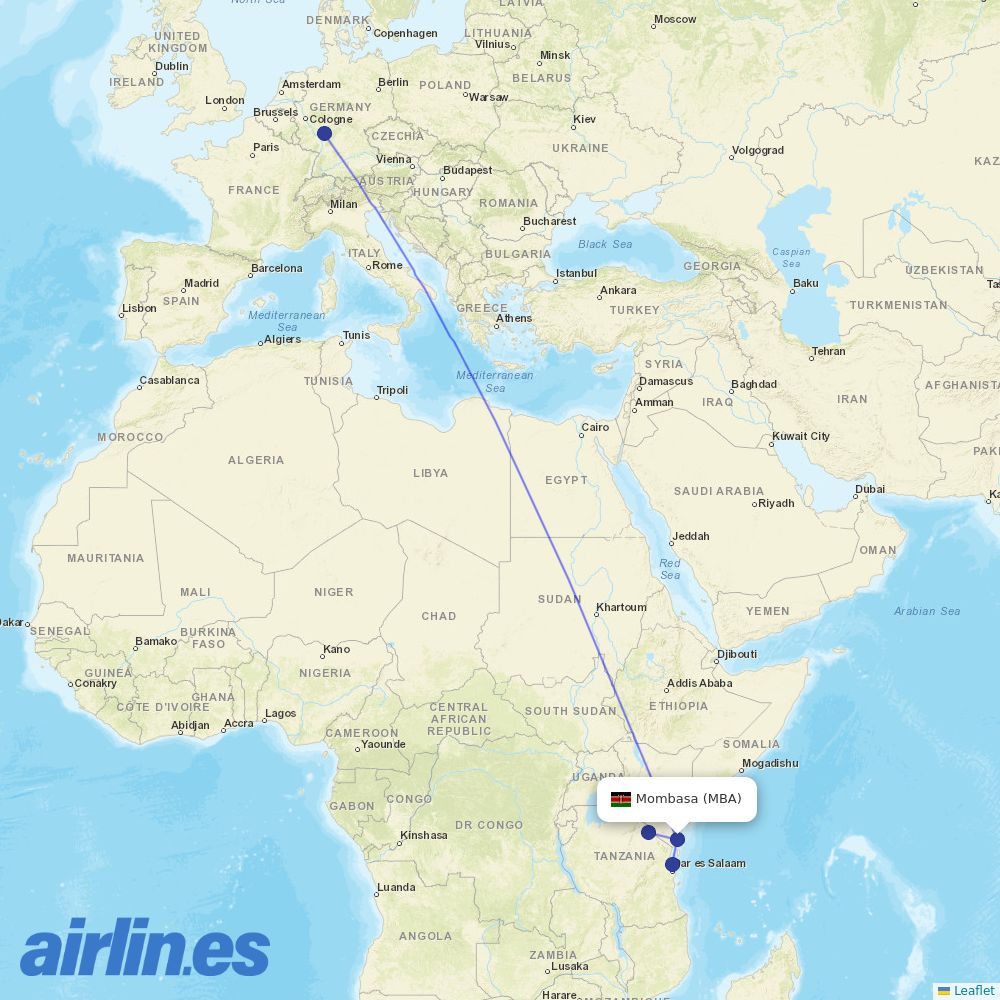 Discover Airlines at MBA route map