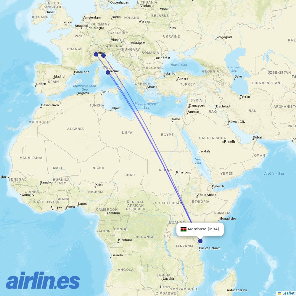 Neos from Moi International destination map