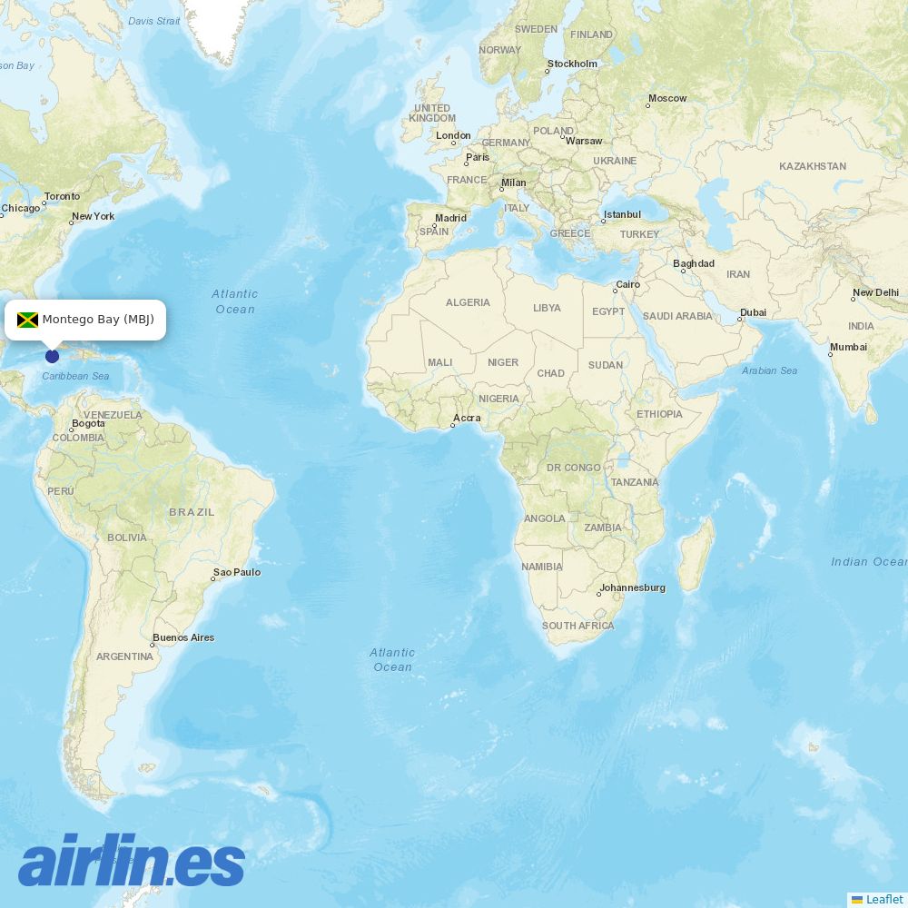 United Airlines from Sangster International destination map