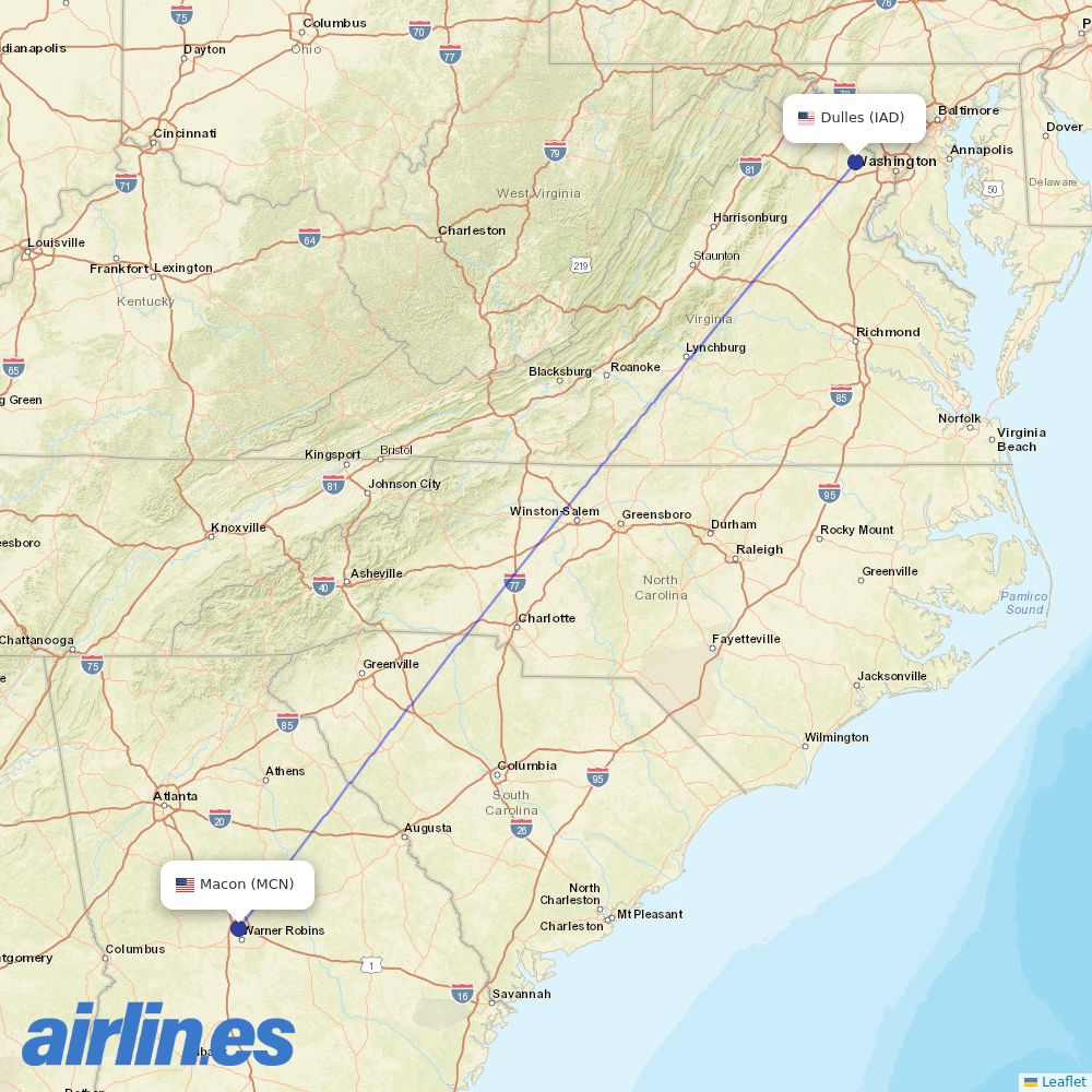 Contour Aviation at MCN route map