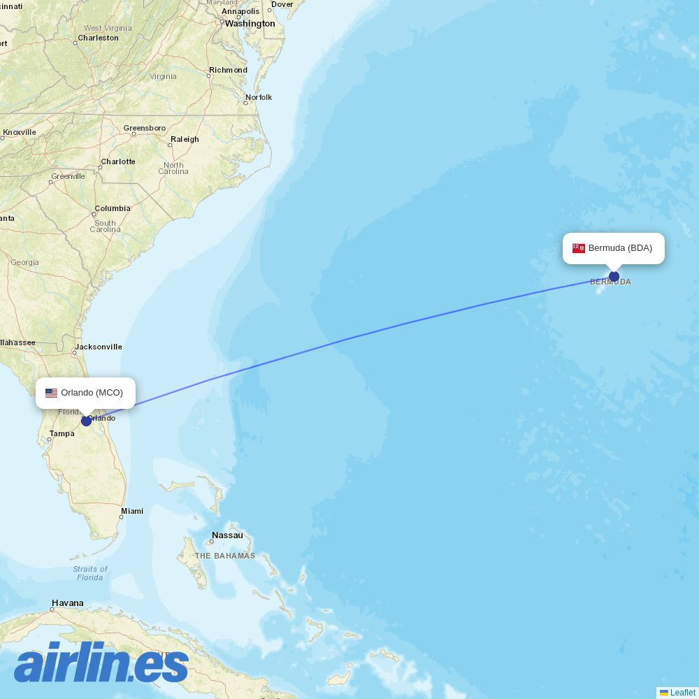 BermudAir at MCO route map