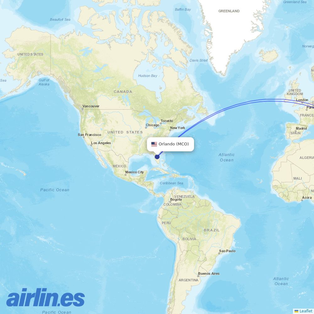 Discover Airlines at MCO route map