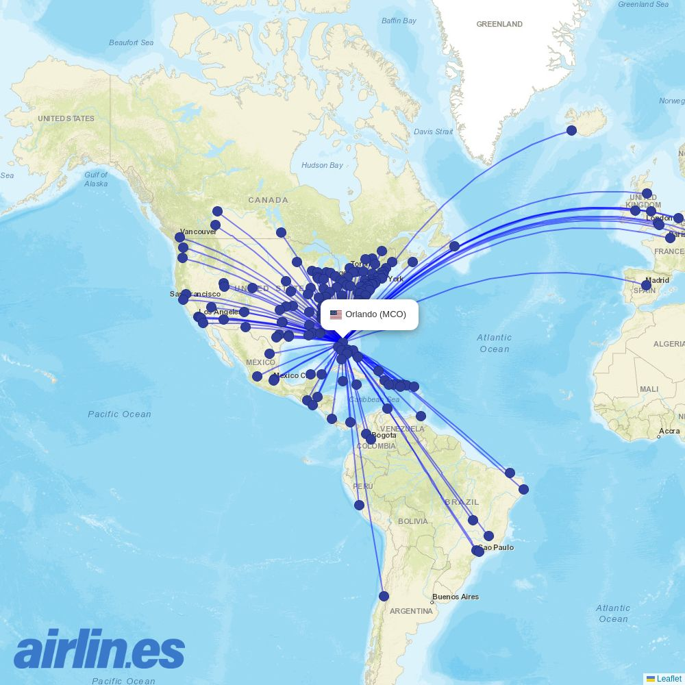 Volaris at MCO route map