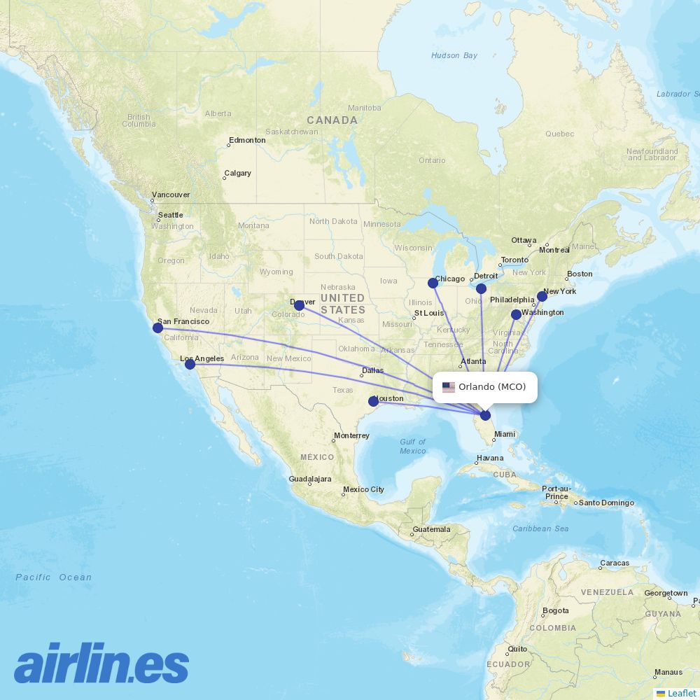 United at MCO route map