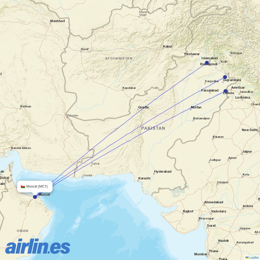 AirSial at MCT route map