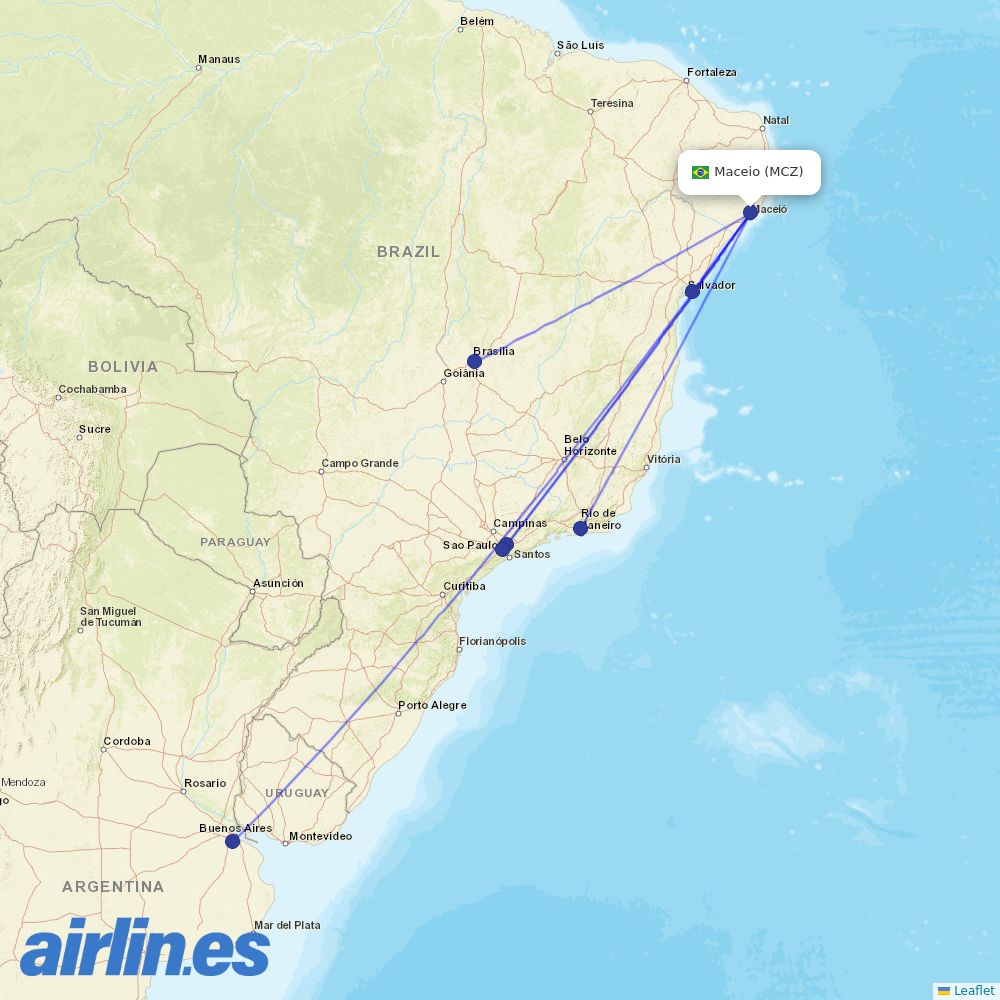 Gol from Zumbi Dos Palmares destination map