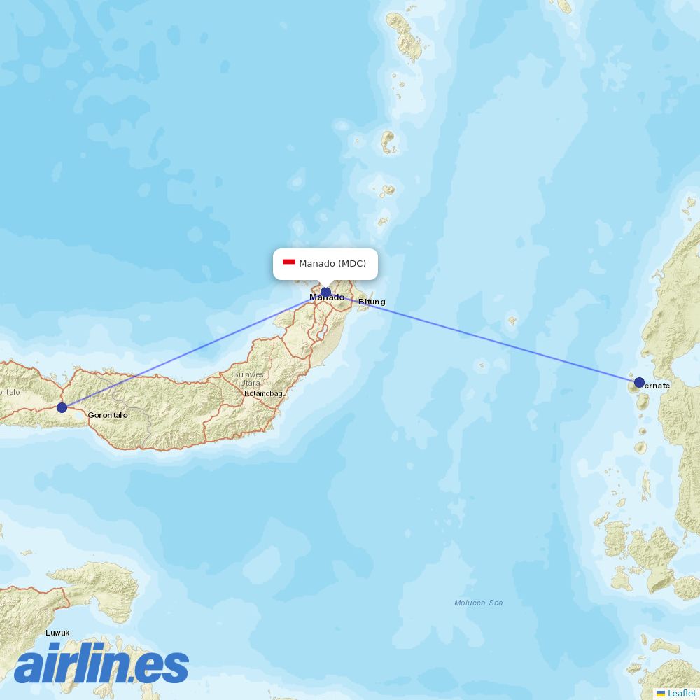 Wings Air from Sam Ratulangi destination map
