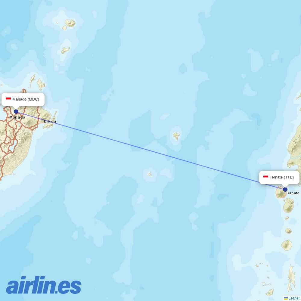 Sriwijaya Air from Sam Ratulangi destination map