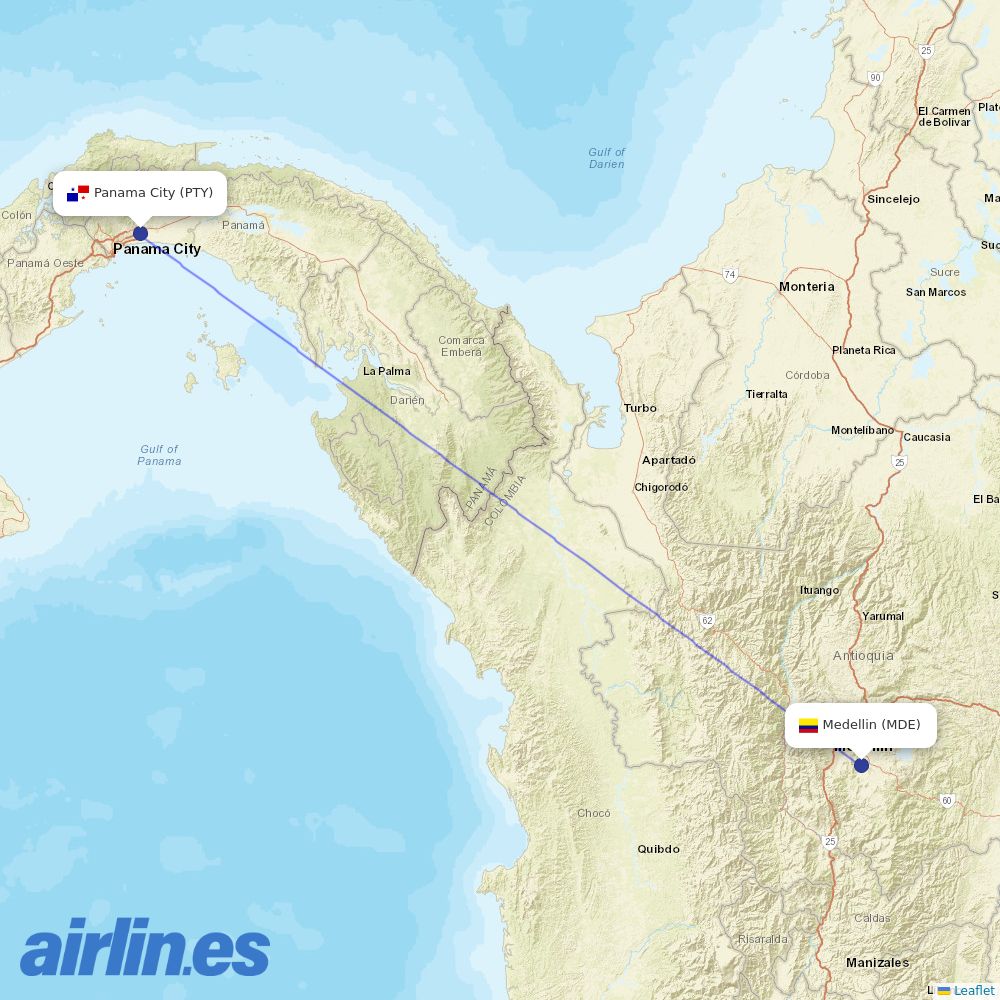 Copa Airlines at MDE route map