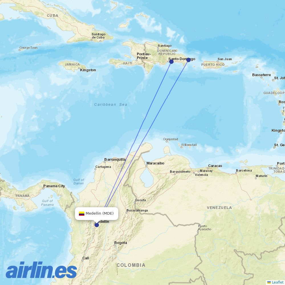 Arajet at MDE route map