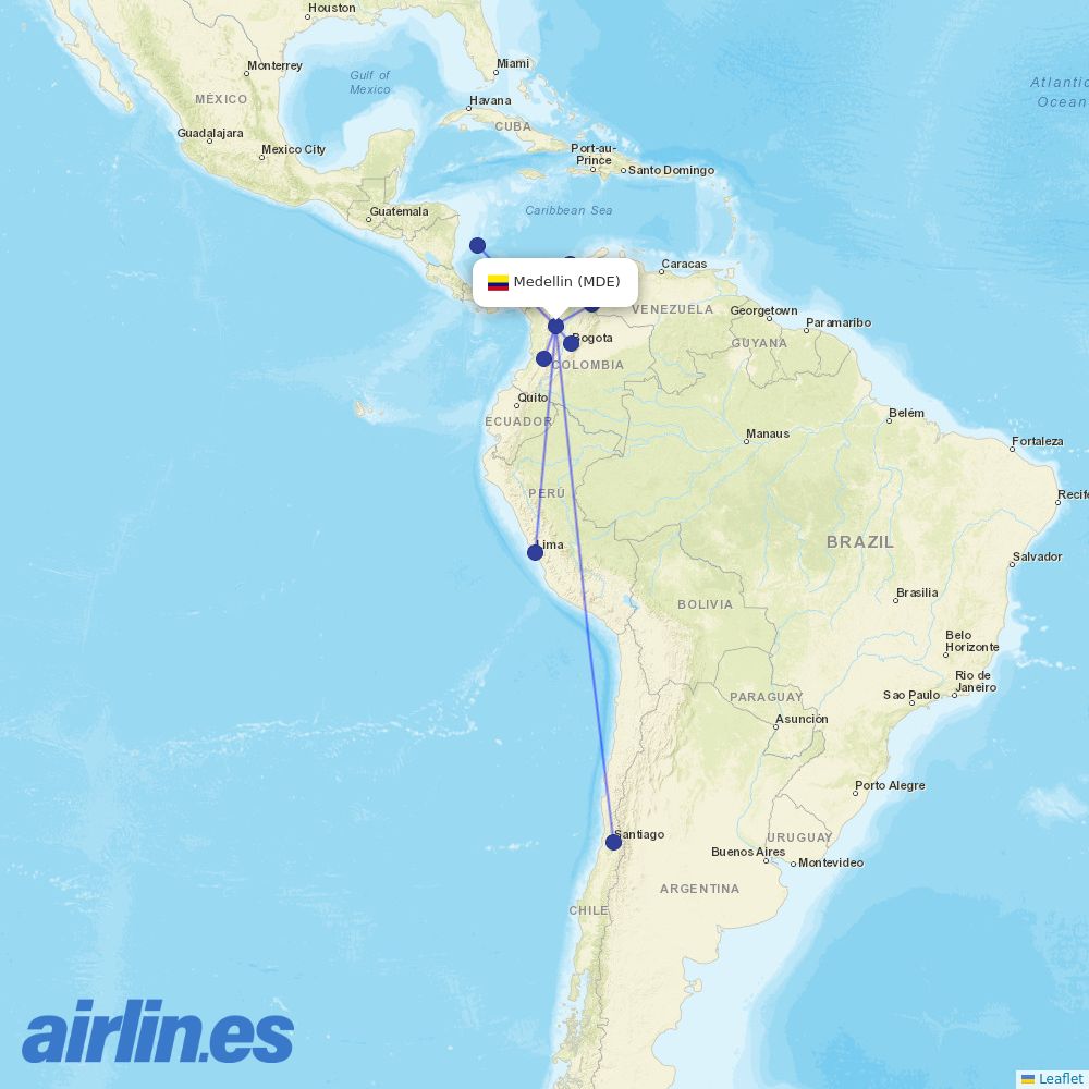 JetSMART from Jose Maria Cordova destination map