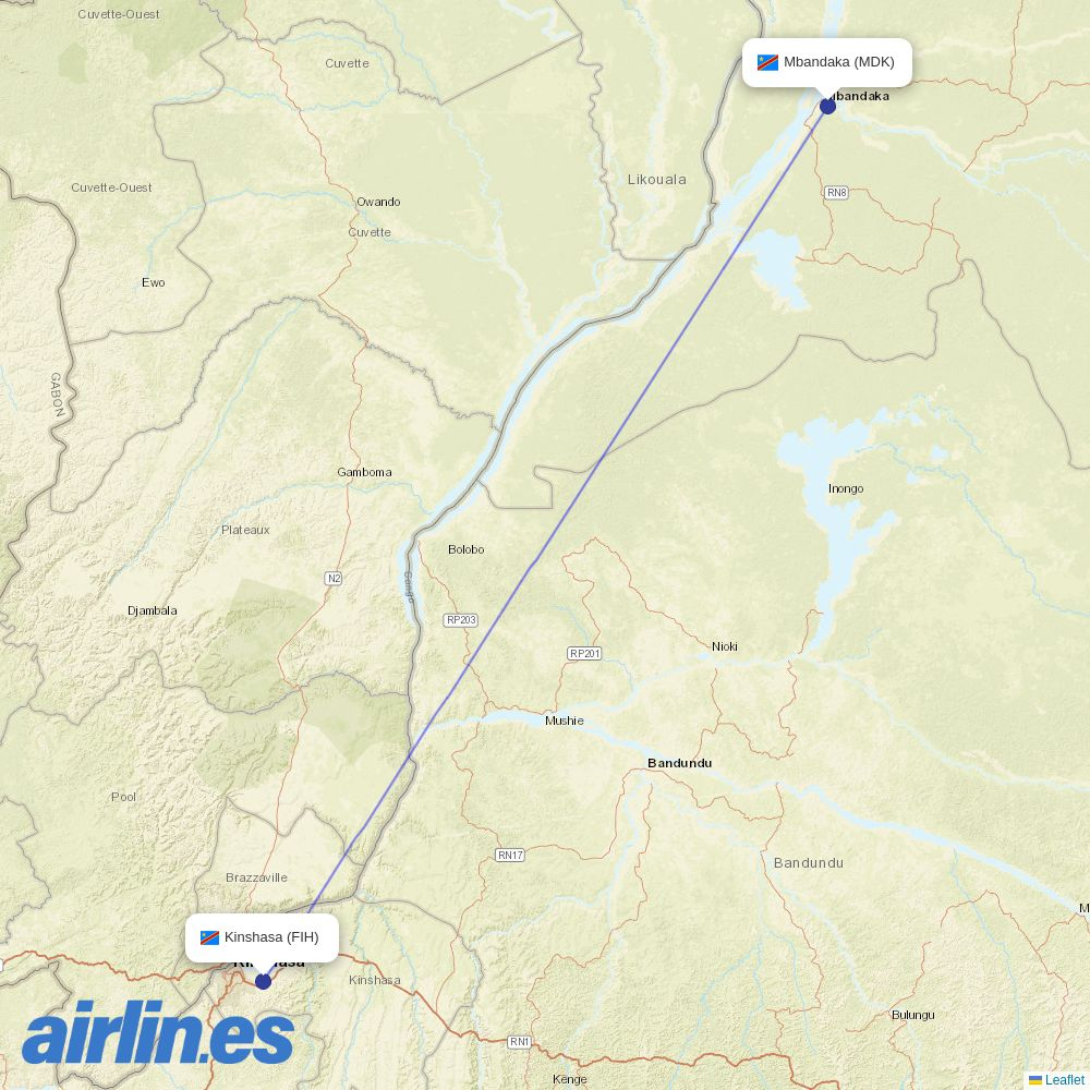 flyCAA at MDK route map