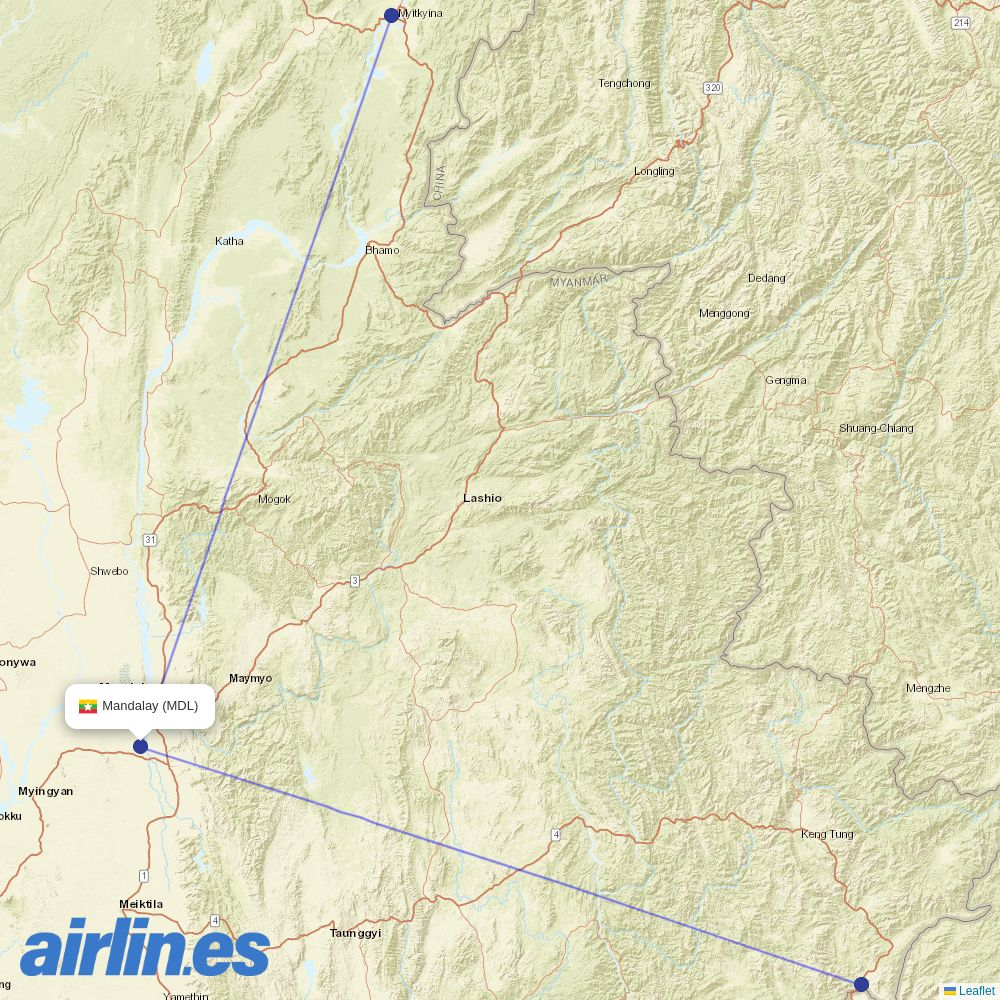 Germania from Mandalay International destination map