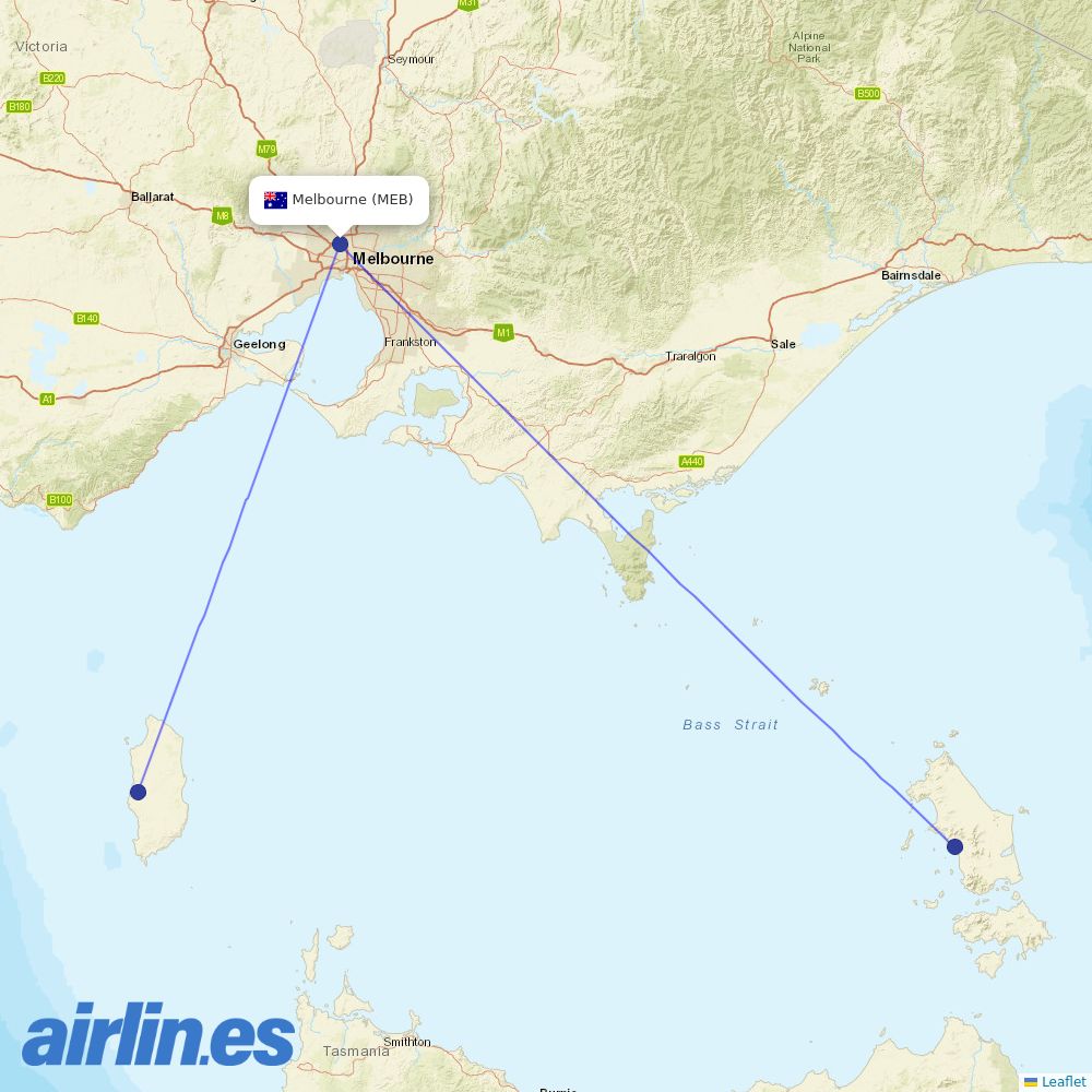 Sharp Airlines at MEB route map
