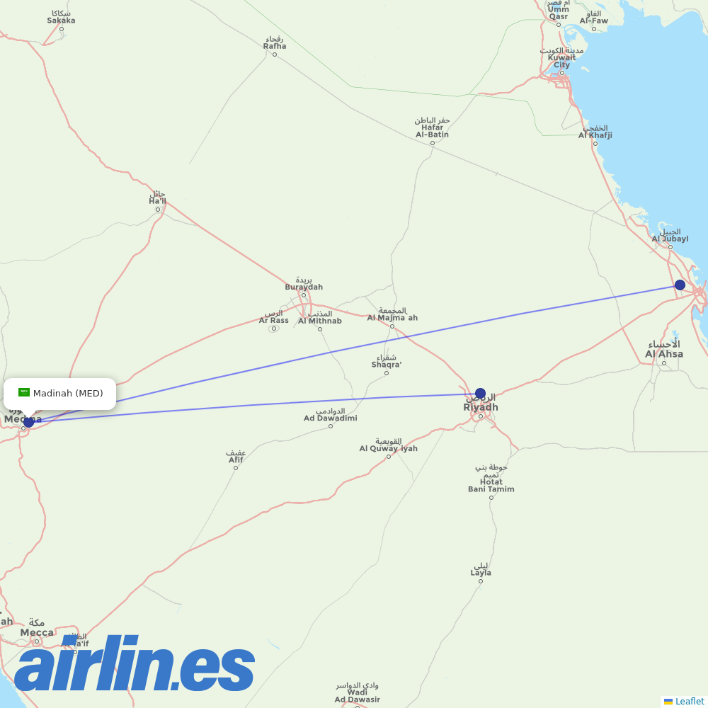 Flyadeal at MED route map