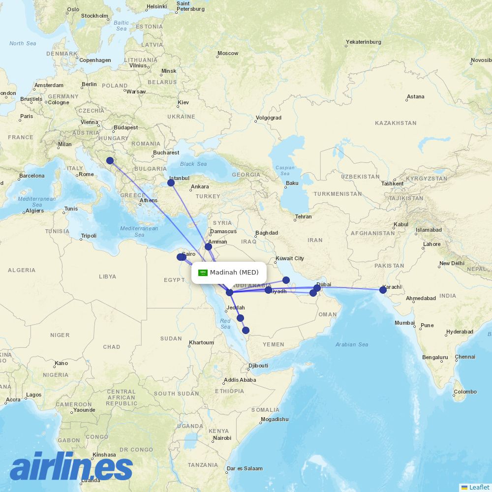 Flynas at MED route map
