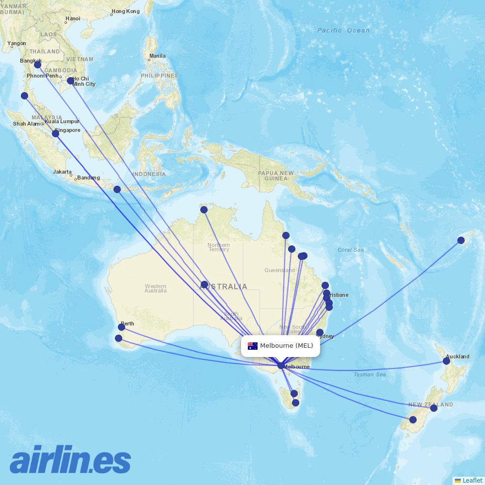 Jetstar at MEL route map