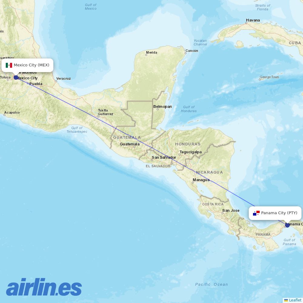 Copa Airlines at MEX route map