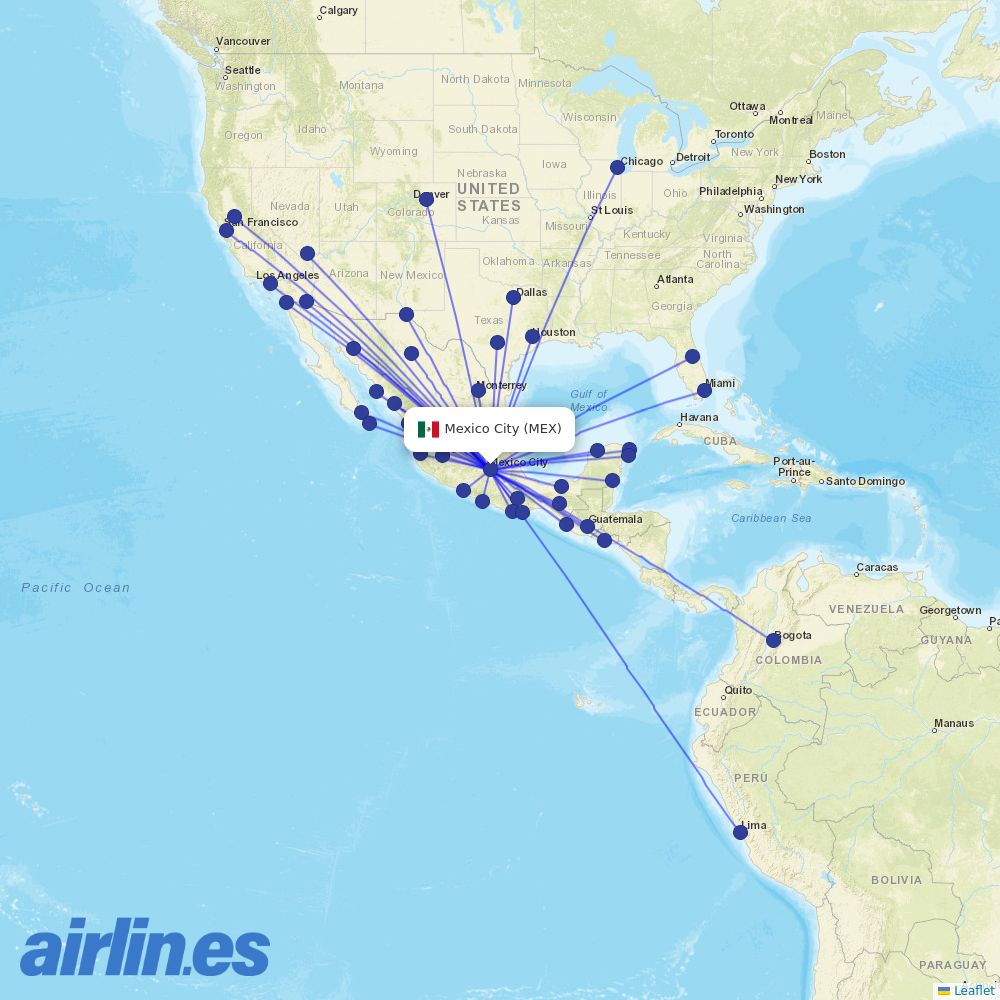 Volaris at MEX route map