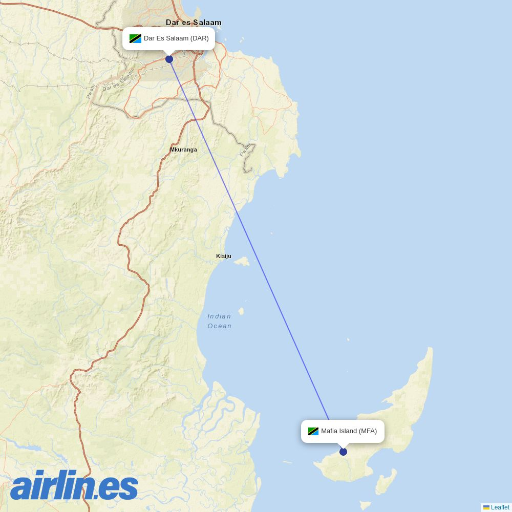 Coastal Aviation at MFA route map