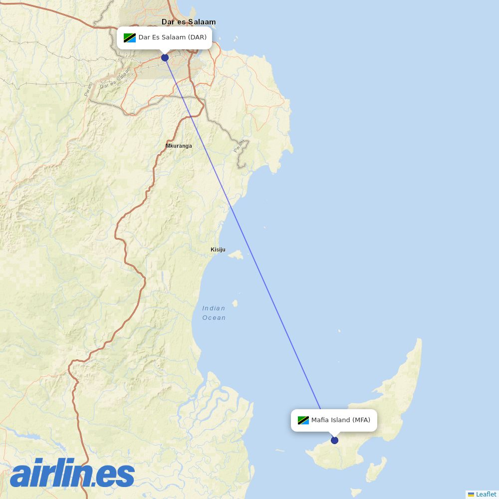 Auric Air from Mafia destination map