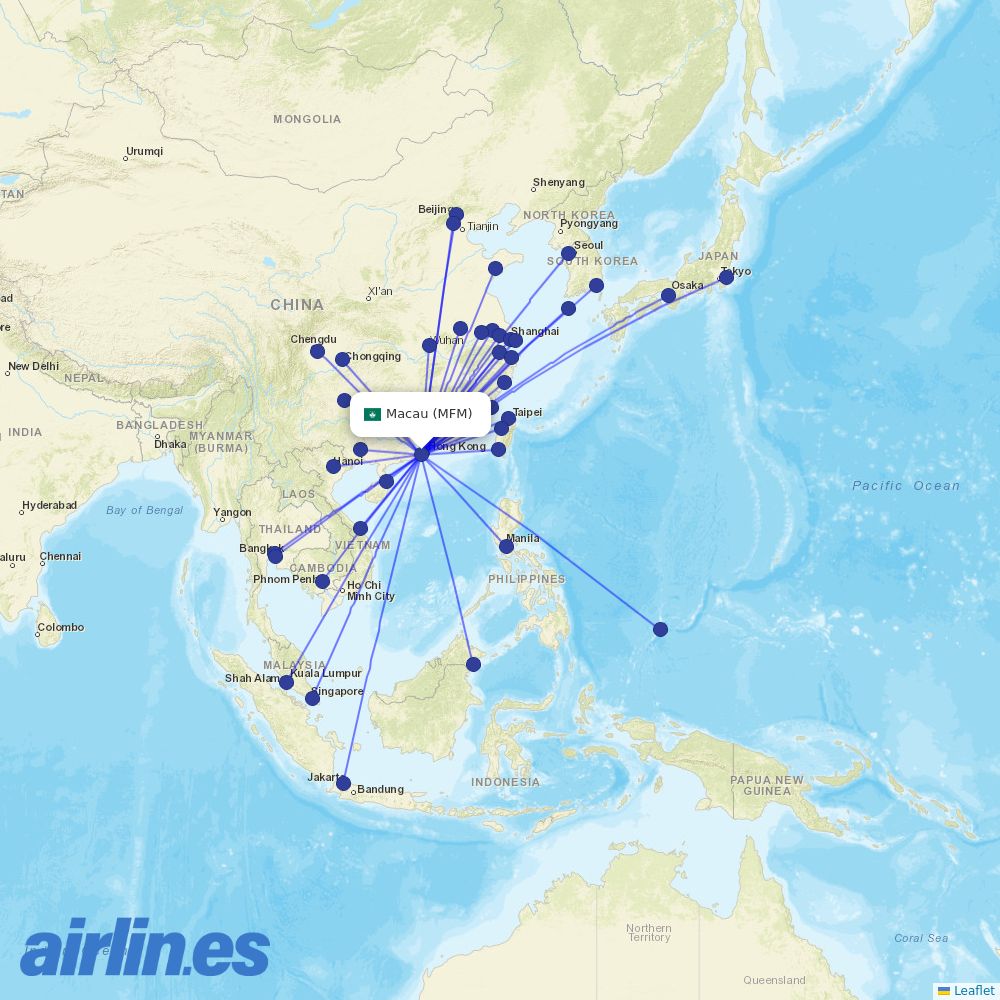 China Eastern Airlines from Macau International destination map