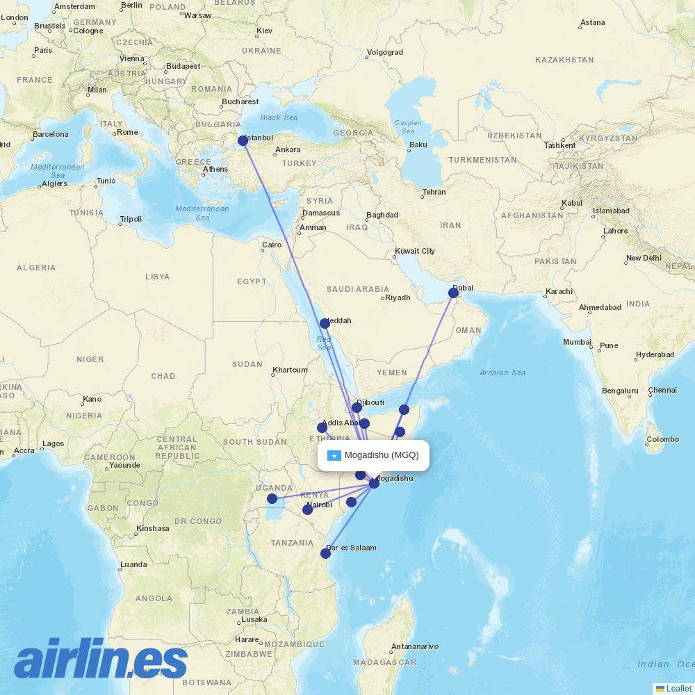 Freedom Airline Express at MGQ route map