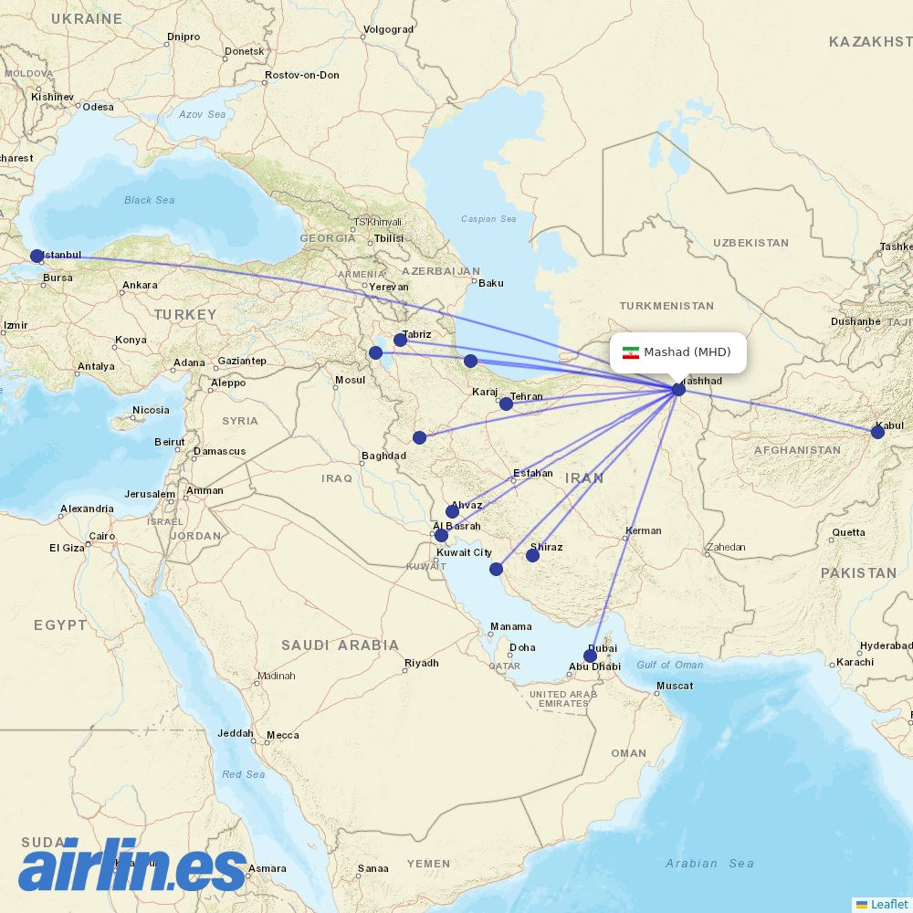 Iran Airtour at MHD route map