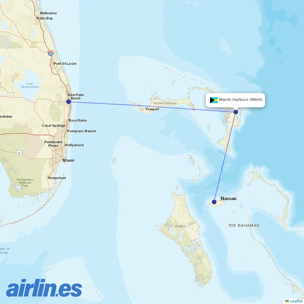 Bahamasair at MHH route map