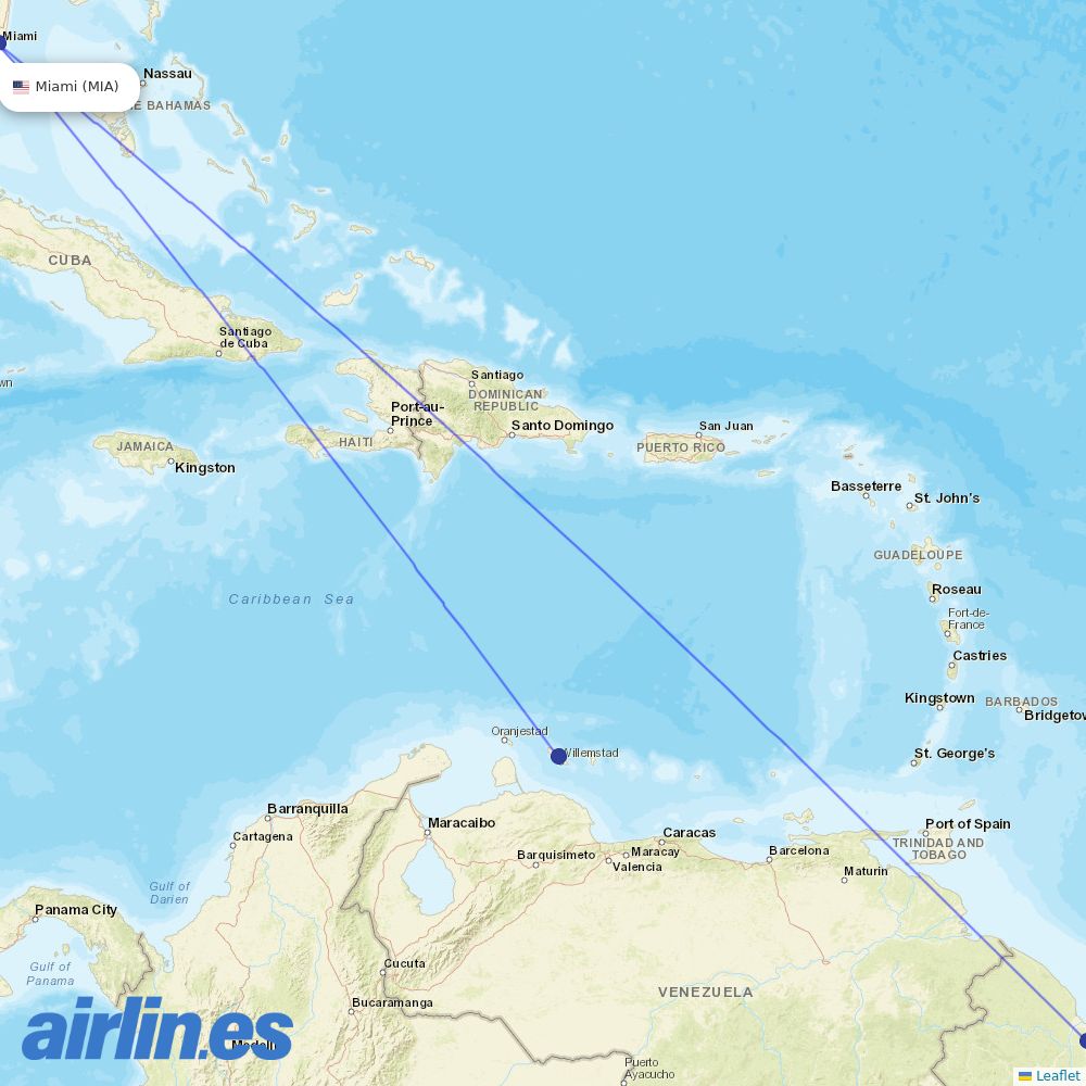 Surinam Airways at MIA route map