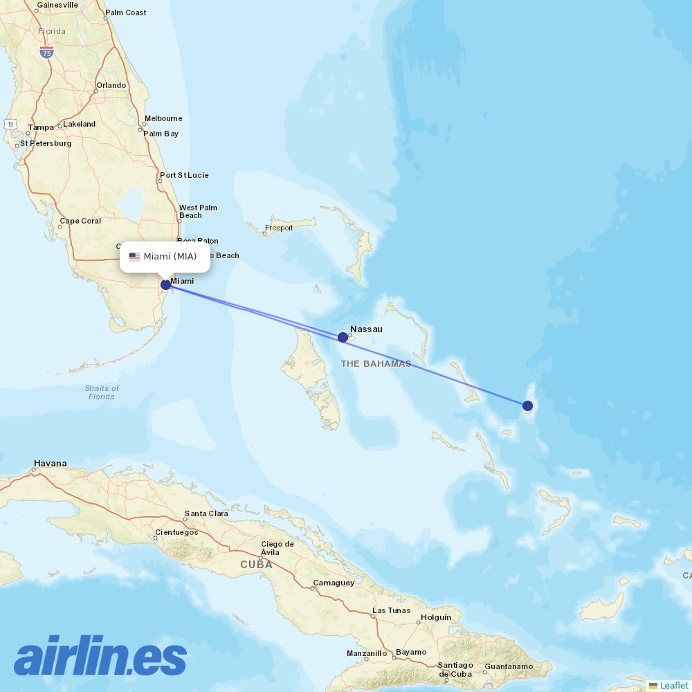 Bahamasair at MIA route map