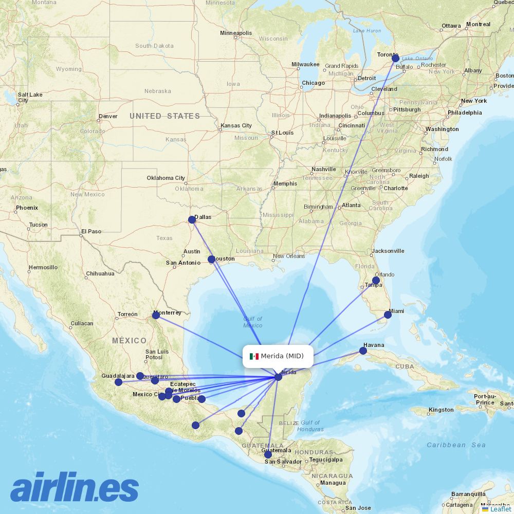 TAGAirlines from Licenciado Manuel Crecencio Rejon International destination map