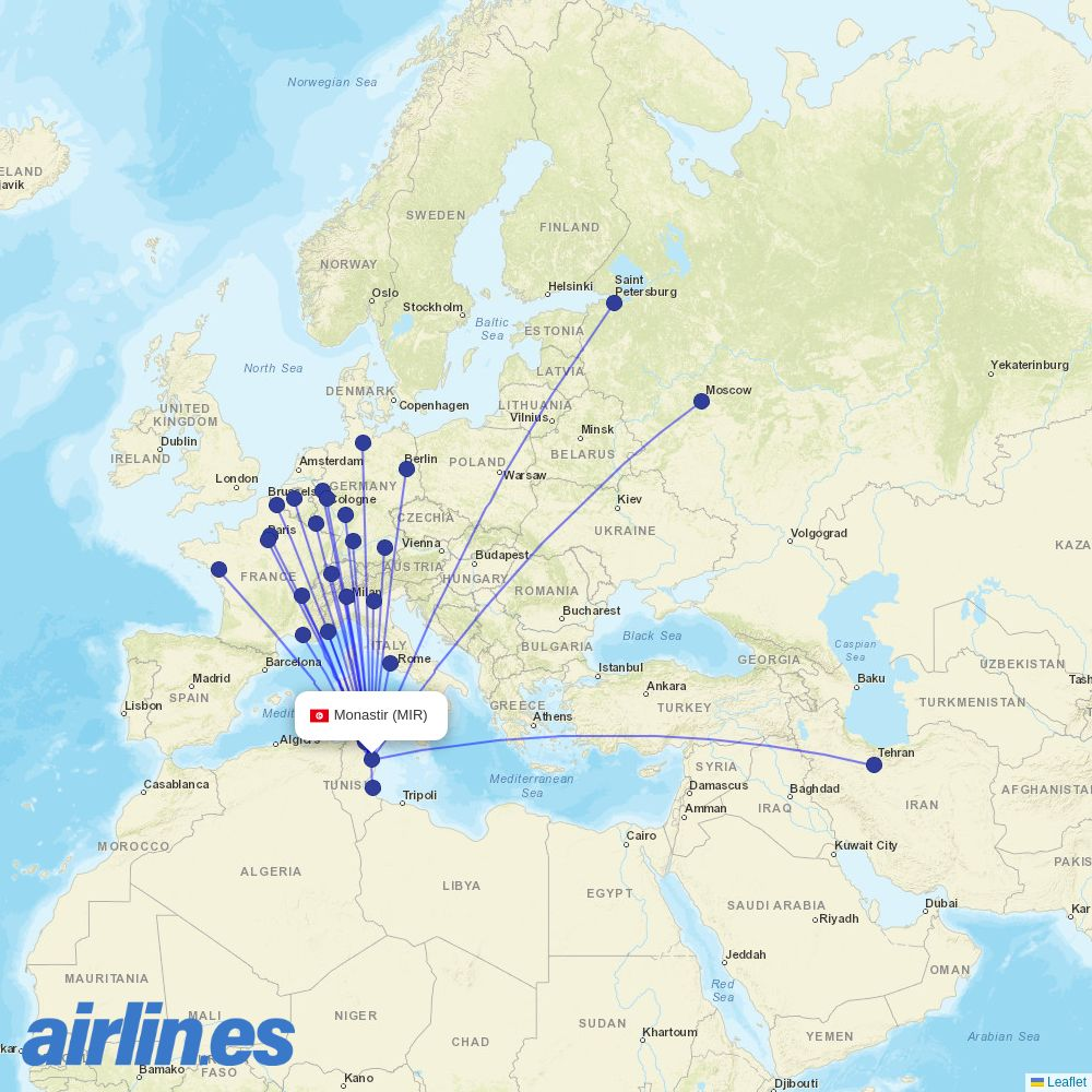 Neos at MIR route map