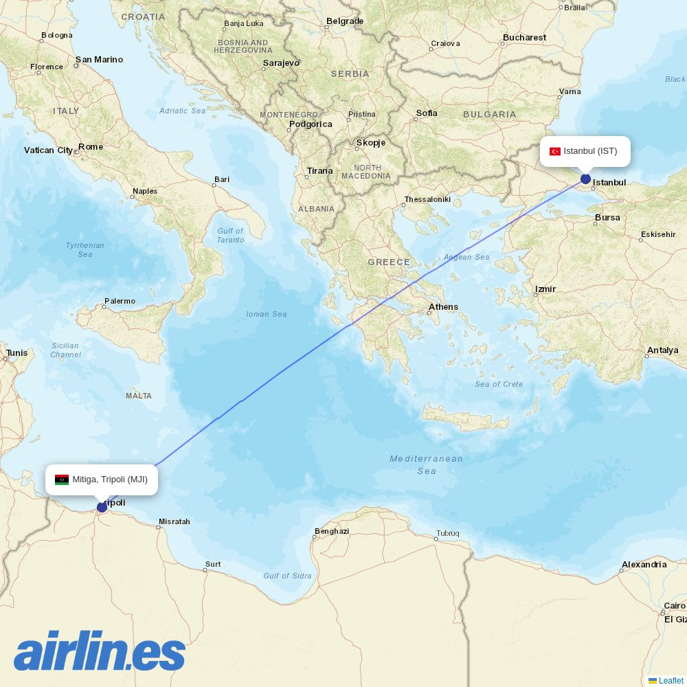 Crown Airlines at MJI route map