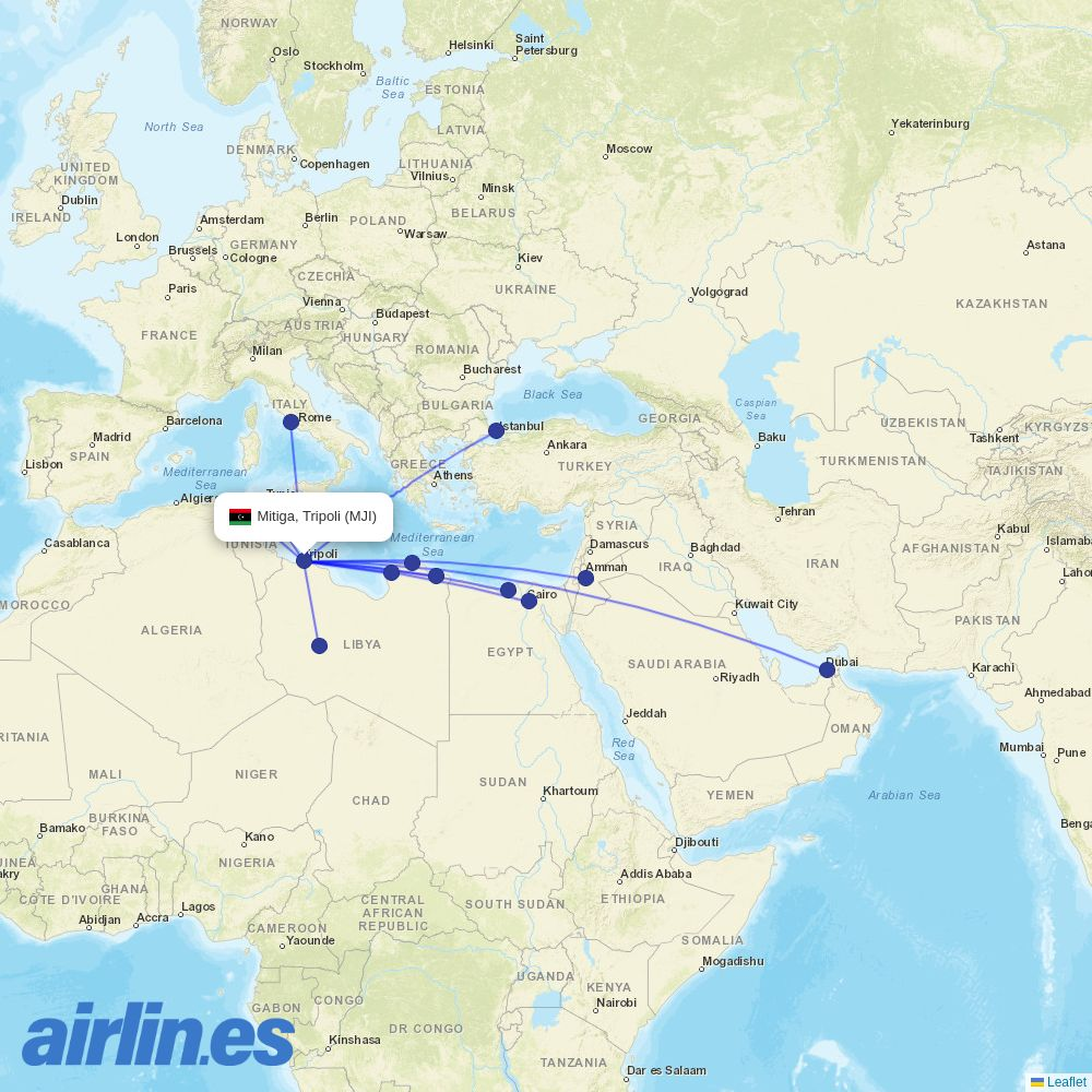 Berniq Airways at MJI route map
