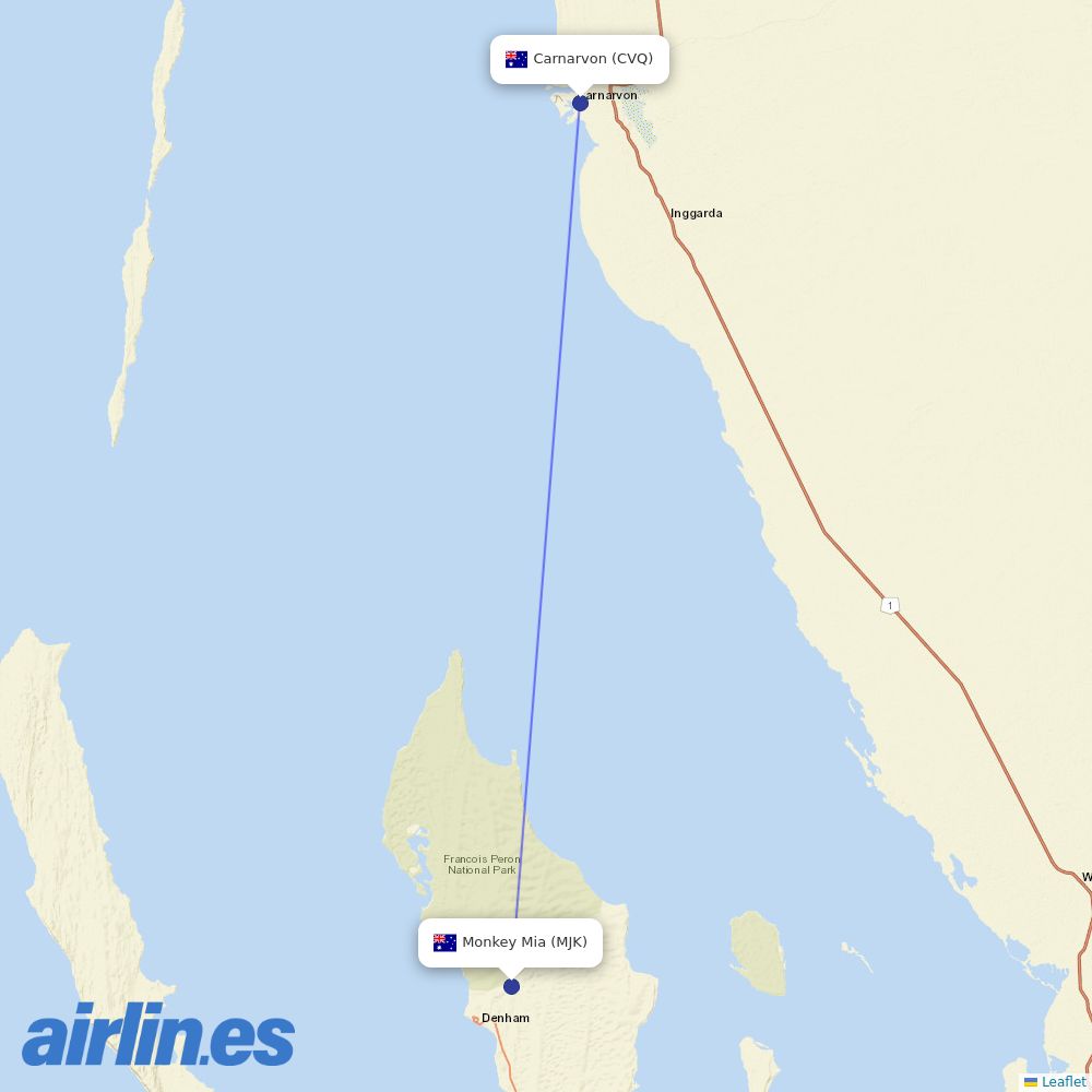 Rex Airlines from Monkey Mia destination map