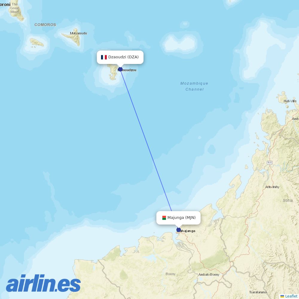 EWA AIR at MJN route map