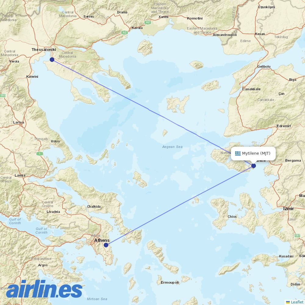 Aegean at MJT route map