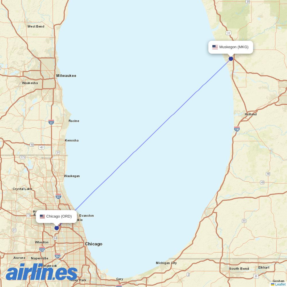 Key Lime Air at MKG route map