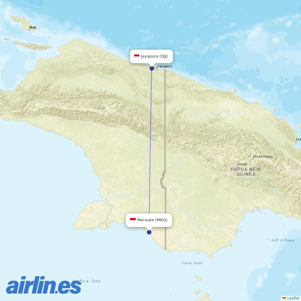 Garuda Indonesia from Mopah destination map