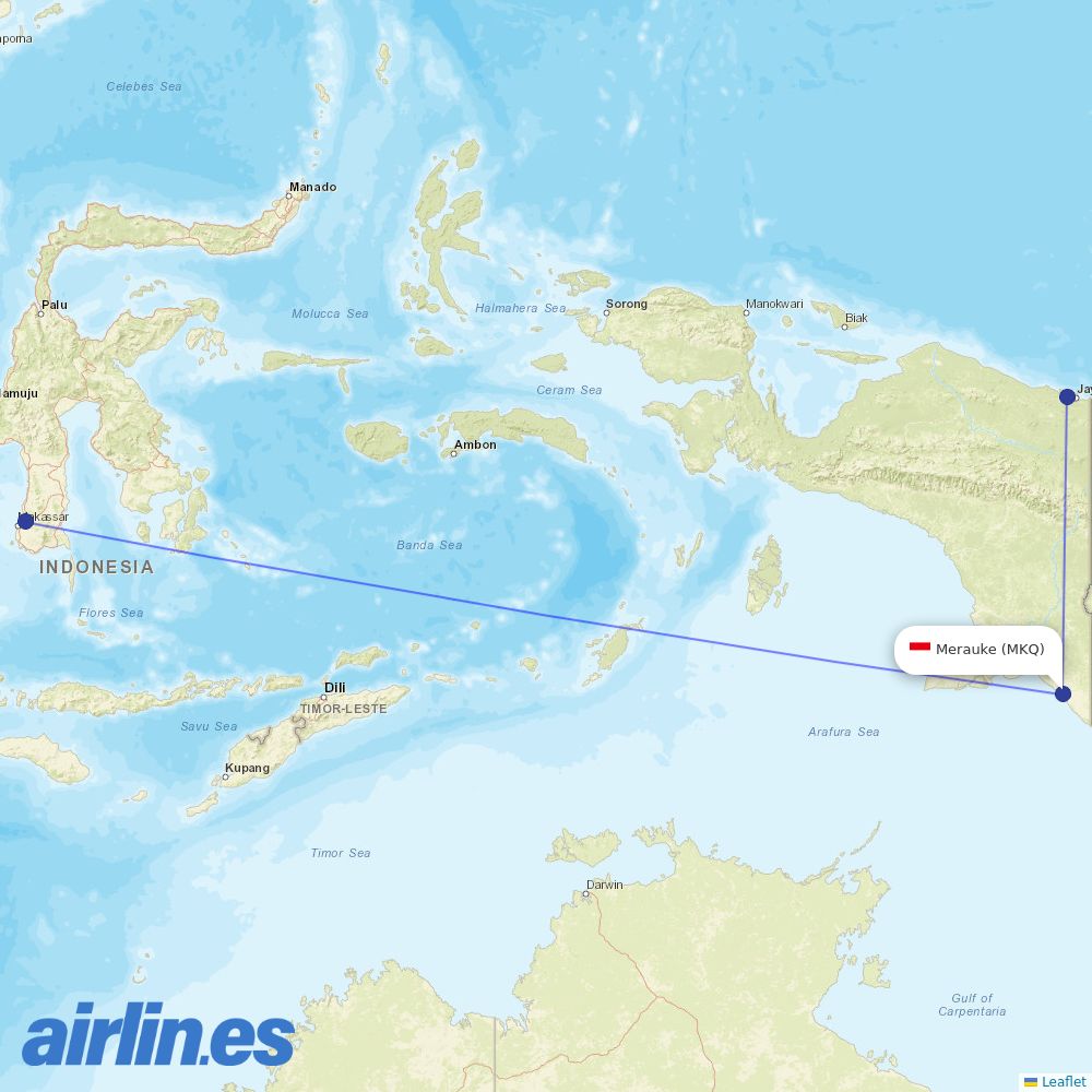 Lion Air from Mopah destination map