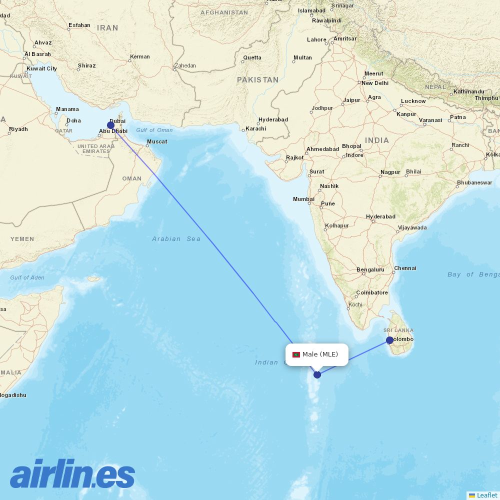 Emirates at MLE route map