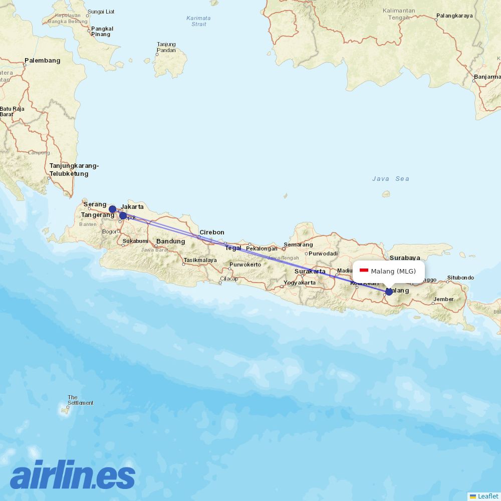 Batik Air at MLG route map