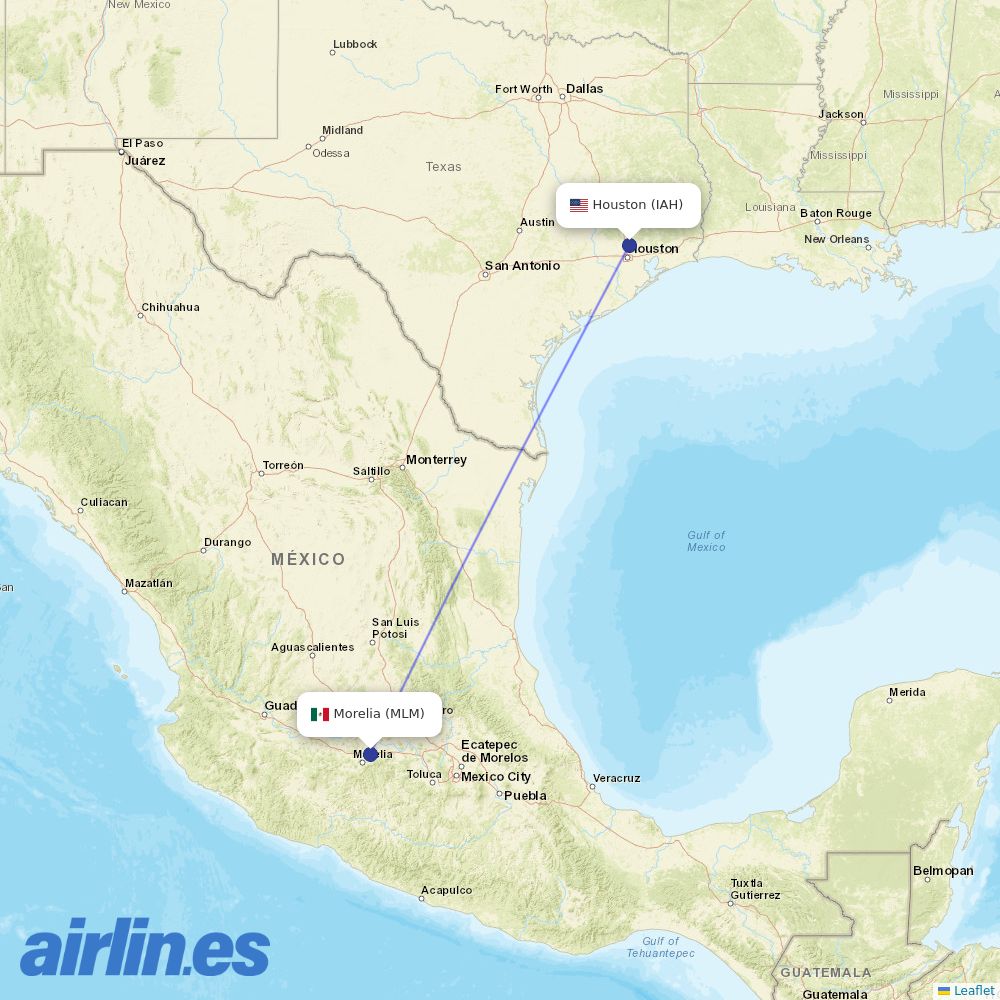 United Airlines from General Francisco J Mujica destination map
